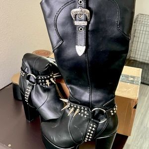 Black knee high boots women